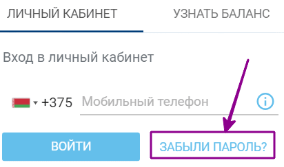 Кнопка восстановления пароля