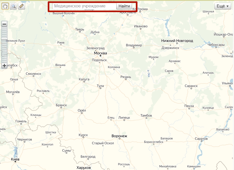 Найти свою больницу по карте