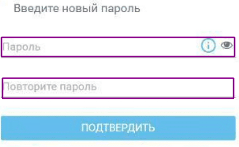 Ввод нового пароля взамен забытого